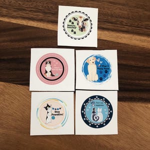 Autocollants imperméables inspirants d'animaux en vinyle rond de 2 po ou 3 po.