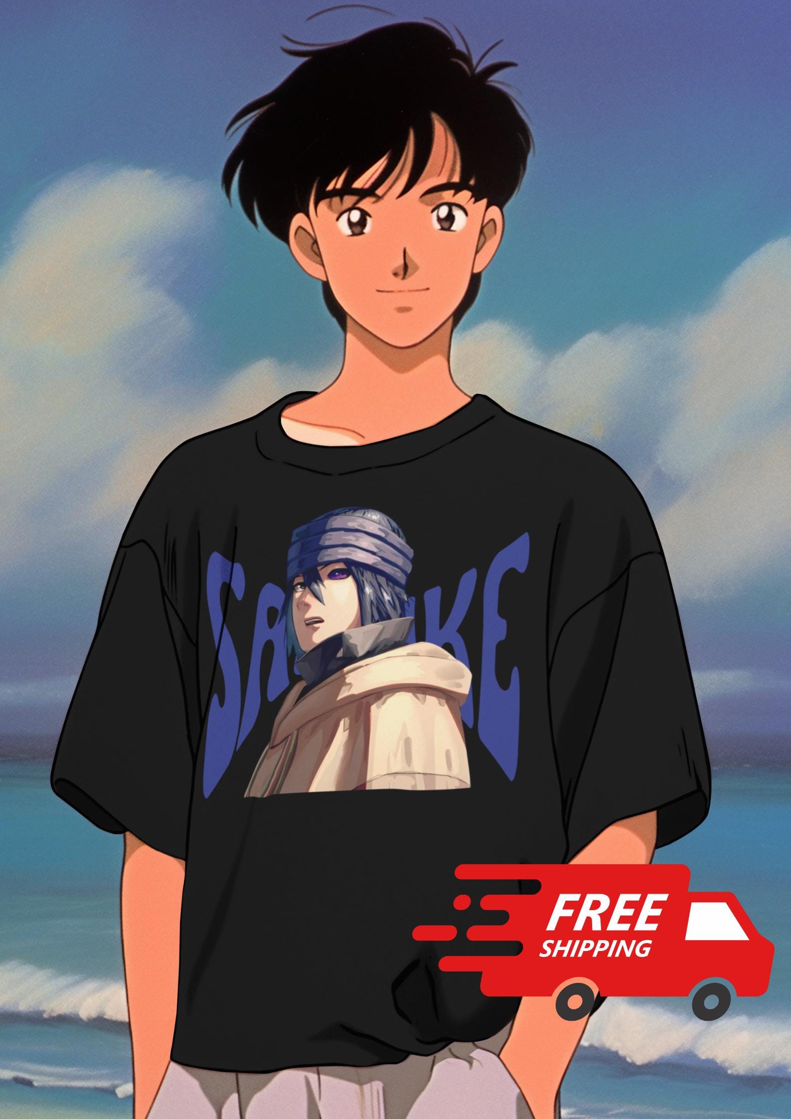 Sasuke Anime T-Shirt, Japanese Manga Tee, Naruto Fan Gift, Uchiha Clan Shirt, Otaku Apparel