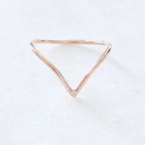 Silver or 14k Gold Chevron Band Ring Midi Ring