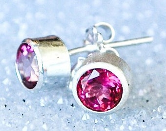 Pink Topaz Silver Earrings - The Madeleine