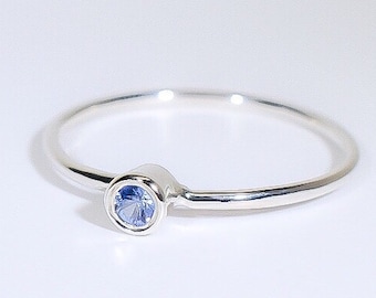 Tanzanite Stack Ring: Dainty Sterling Silver or 14k Gold