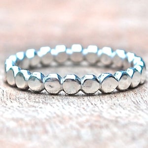 Beaded Bubble Band - Dotted Silver Stack Ring - Stack Ring - Eternity Band Stacking Ring Guard Made of Recycled Sterling Silver