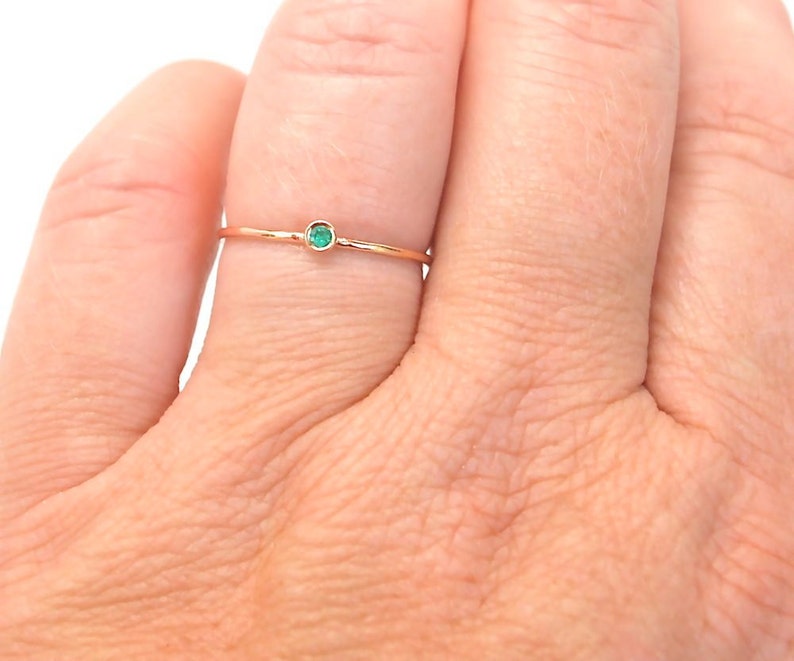 Emerald Green Emerald 14K SOLID Rose Gold Stacking Ring Made Etsy