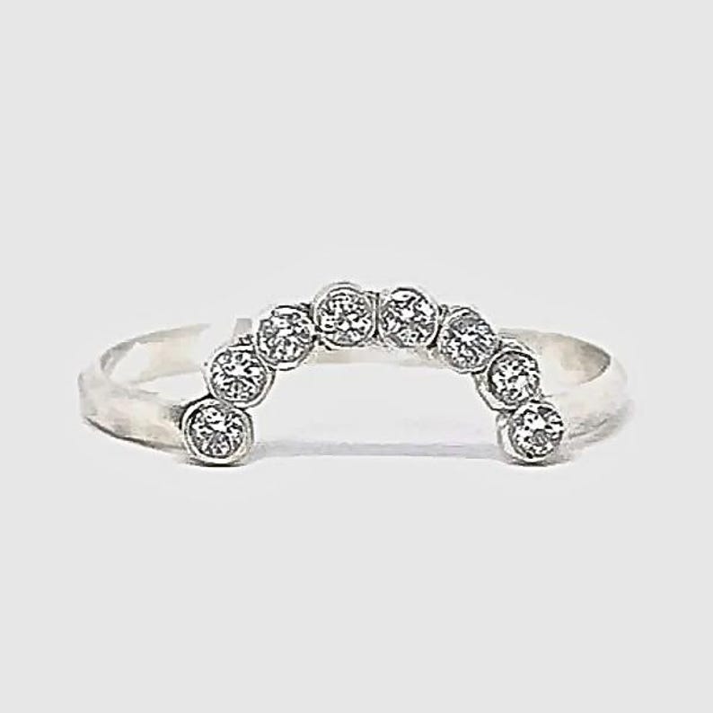 14k Gold Diamond Halo Ring Guard - Half Circle Ring Enhancer image 6