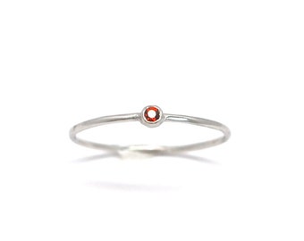 Delicate Gemstone Stack Ring Red Garnet January Birthstone in 950 Platinum or 14k, 18k