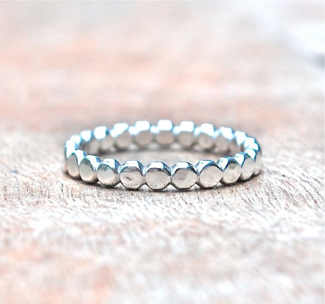 Silver Beaded Rings Recycled Sterling Silver Beaded Ring Band - Dotted Stacking Ring - Etsy