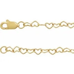 14k Gold Heart Cable Chain Bracelet- Valentine&#39;s Day Gifts