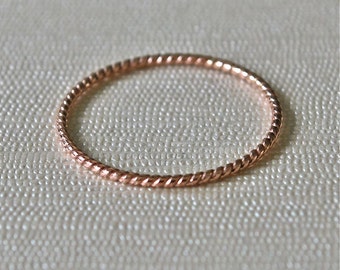 Twisted Rope Band Dainty Delicate Stacking 10k Recycled ROSE Gold Twist Band Stacking Ring Sizes 2-7