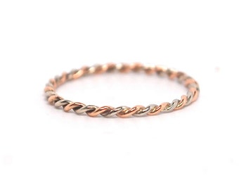 Gold Twist Ring - Gold Wedding Band -14k 22k Gold Twist Band Stack Ring Stackable Ring Made to Order Wedding Band Engagement Ring