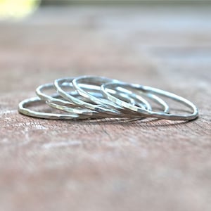 Classic Ring Stack - Recycled Argentium Silver Stacking Rings The Skinny Stack Set of 6