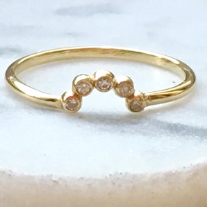 Ring Diamond Half Halo Circle Ring Enhancer White Gold Yellow Gold Halo Ring Half Circle Ring Sterling Silver Enhancer Ring Guard