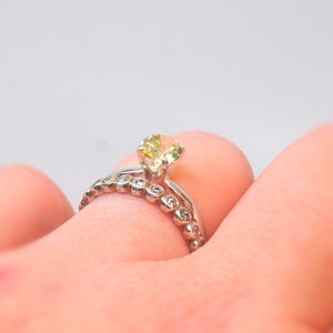 Yellow Lemon Quartz Ring, Solitaire High Prong Setting