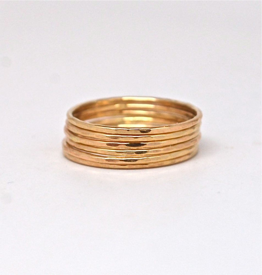 14k Gold Stack Rings the Skinny Stack Set of 6 - Etsy