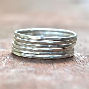 10K Gold Stack Rings for Her Stacking Rings  made in Rose, yellow, white gold band - 6 10k Gold Rings - The Skinny Stack - Recycled Gold