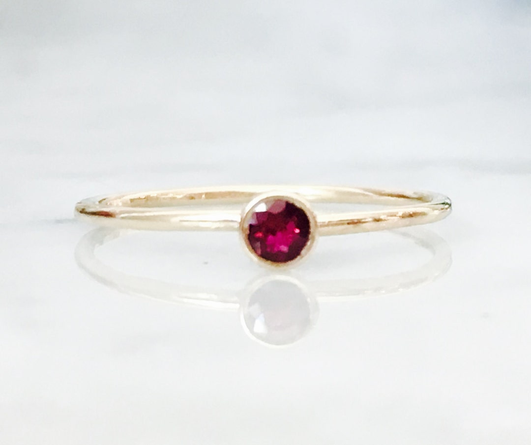 14k Yellow Gold Ruby Ring: July Birthstone Stackable Band - Etsy