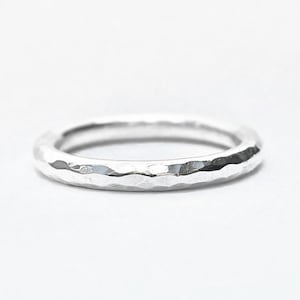 Thick Hammer Faceted and Forged Ring - Sterling Silver Hammered Ring - Recycled Sterling Silver Hammered Handmade Band Made to Order