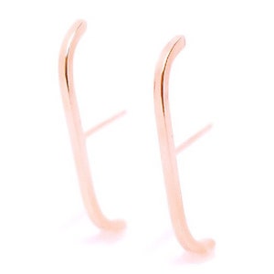 One Single Bar Earring Ear Lobe Cuff Earring in 14k gold or Silver