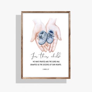 1 Samuel 1:27 Bible Verse Wall art, For This Child We Have Prayed, Scripture Printable, Christian Boy Nursery Art, Kids Room Decor