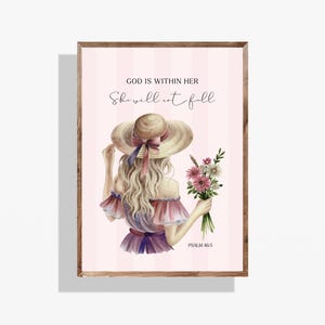 Psalm 46:5 - God Is Within Her She Will Not Fall, Bible Verse Wall Art, Scripture Printable, Christian Girl Printable Wall Art