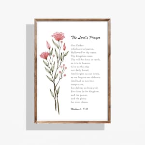 The Lord&#39;s Prayer Wall Art Printable Matthew 6:9-13, Christian Gift, Scripture Printable, Bible Quote, Digital Download