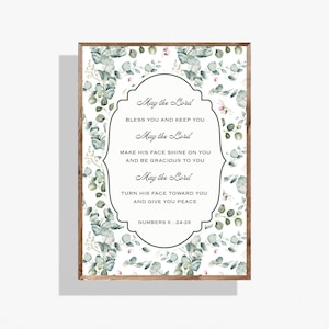 Kunst aan de muur bijbelvers - Numbers 6:24-26 May the Lord Bless You and Keep You, christelijk cadeau, schriftafdruk, digitale download