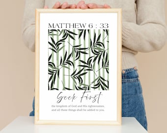 Matteo 6:33 - Arte con versetti biblici / Decorazioni cristiane per la casa (Download digitale)