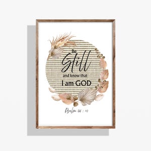 Be Still and Know That I Am God - Psalm 46:10 Christian Bible Verse Printable, Scripture Wall Art Print, Christian Home Wall Decor