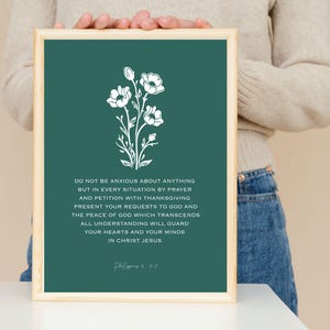 Philippians 4:6-7 Do not be Anxious About Anything, Bible Verse Wall Art, Printable Scripture, Christian Home Decor, Digital Download