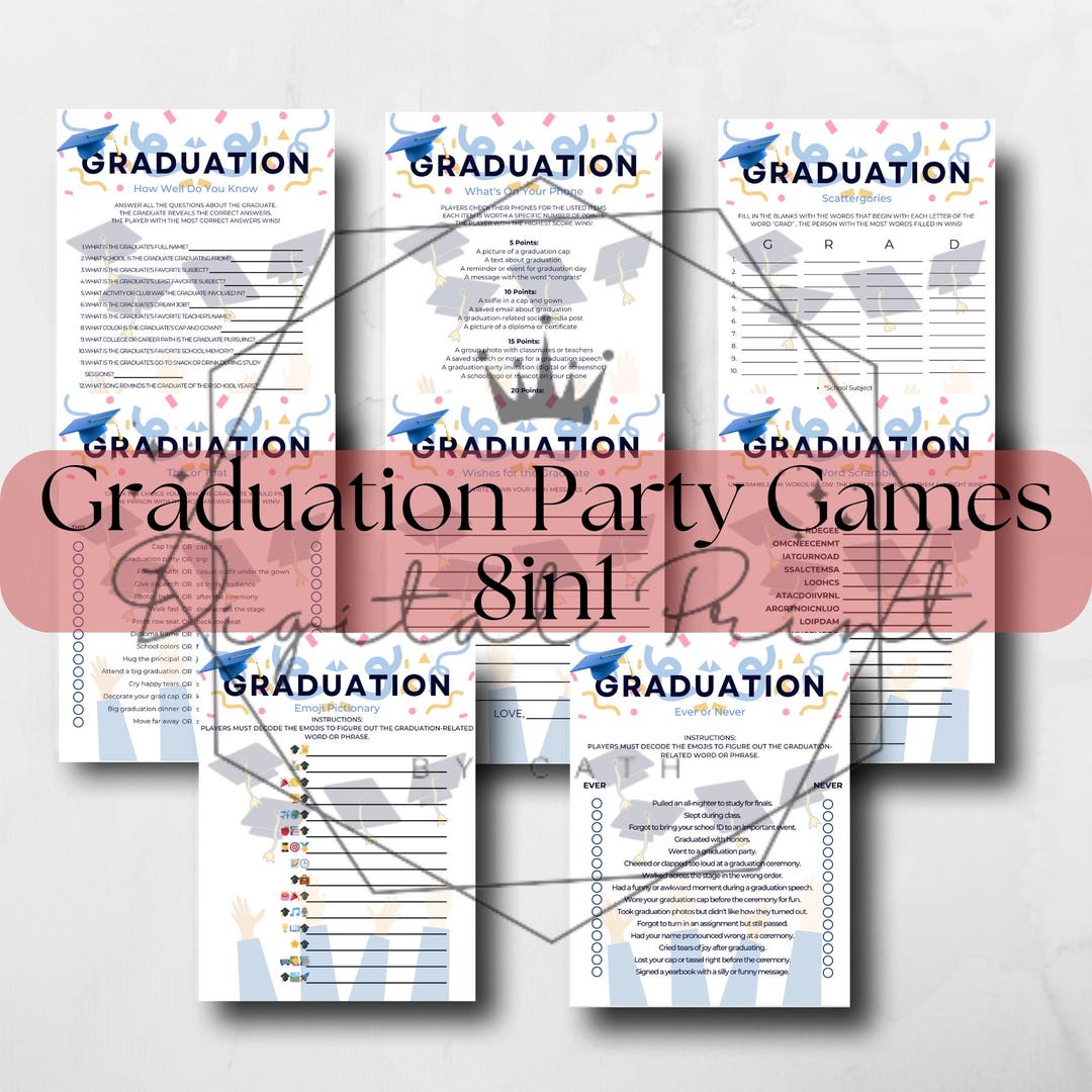 Printable Gradulation Games Graduation Party Favor Bundle | Printable Graduation Games | Fun Class ...