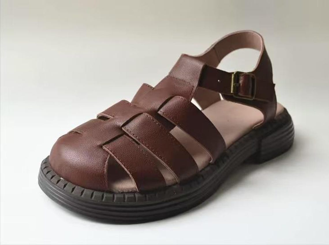 vintage-leather-fisherman-sandals-women-handmade-genuine-cowhide-flat