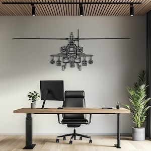 AH-64D Apache Front Metall Flugzeug Wandkunst, Flugzeug Wandkunst, Metallwandkunst, Luftfahrt Dekor, Flugzeug Geschenk, Pilot Geschenk, Luftfahrt Geschenk