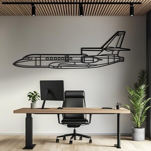 Arte mural de metal de avión Falcon 50, arte mural de avión, decoración de aviación, arte mural de metal, regalo de avión, regalo de piloto, regalo de aviación
