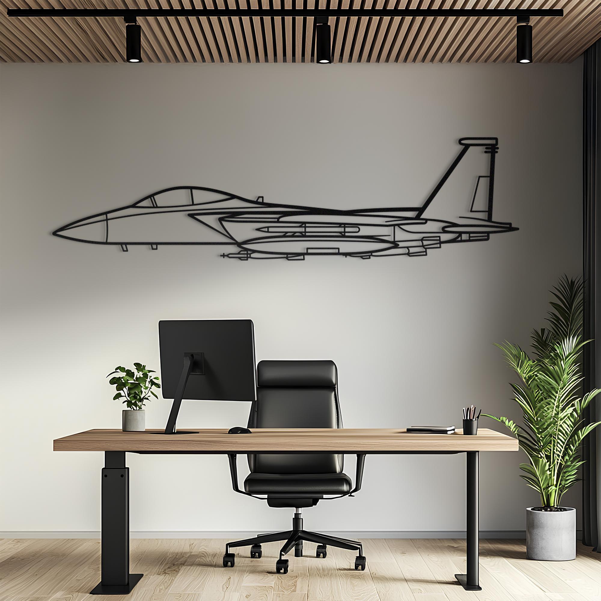 Arte de pared de metal con diseño de águila de ataque F-15, arte de pared de avión, decoración de aviación, arte de pared de metal, regalo de avión, regalo de piloto, regalo de aviación