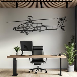 AH-64D Apache Metall Flugzeug Wandkunst, Flugzeug Wandkunst, Metallwandkunst, Luftfahrt Dekor, Flugzeug Geschenk, Pilot Geschenk, Luftfahrt Geschenk