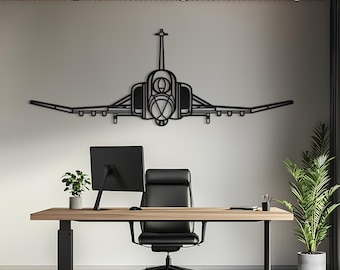 Arte de pared de metal con frente de avión F4 Phantom, arte de pared de avión, decoración de aviación, arte de pared de metal, regalo de avión, regalo de piloto, regalo de aviación