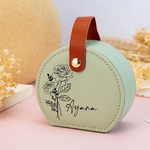 Joyero con nombre personalizado, joyero con flores de nacimiento, regalos para la fiesta de la novia, regalos de boda personalizados, joyero de viaje, propuesta de dama de honor