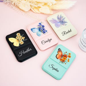 Custom Floral Butterfly Compact Mirror, Birth Flower Travel Makeup Mirrors, Folding Pocket Mirror Bridesmaid Gift, Birthday Gifts for Her