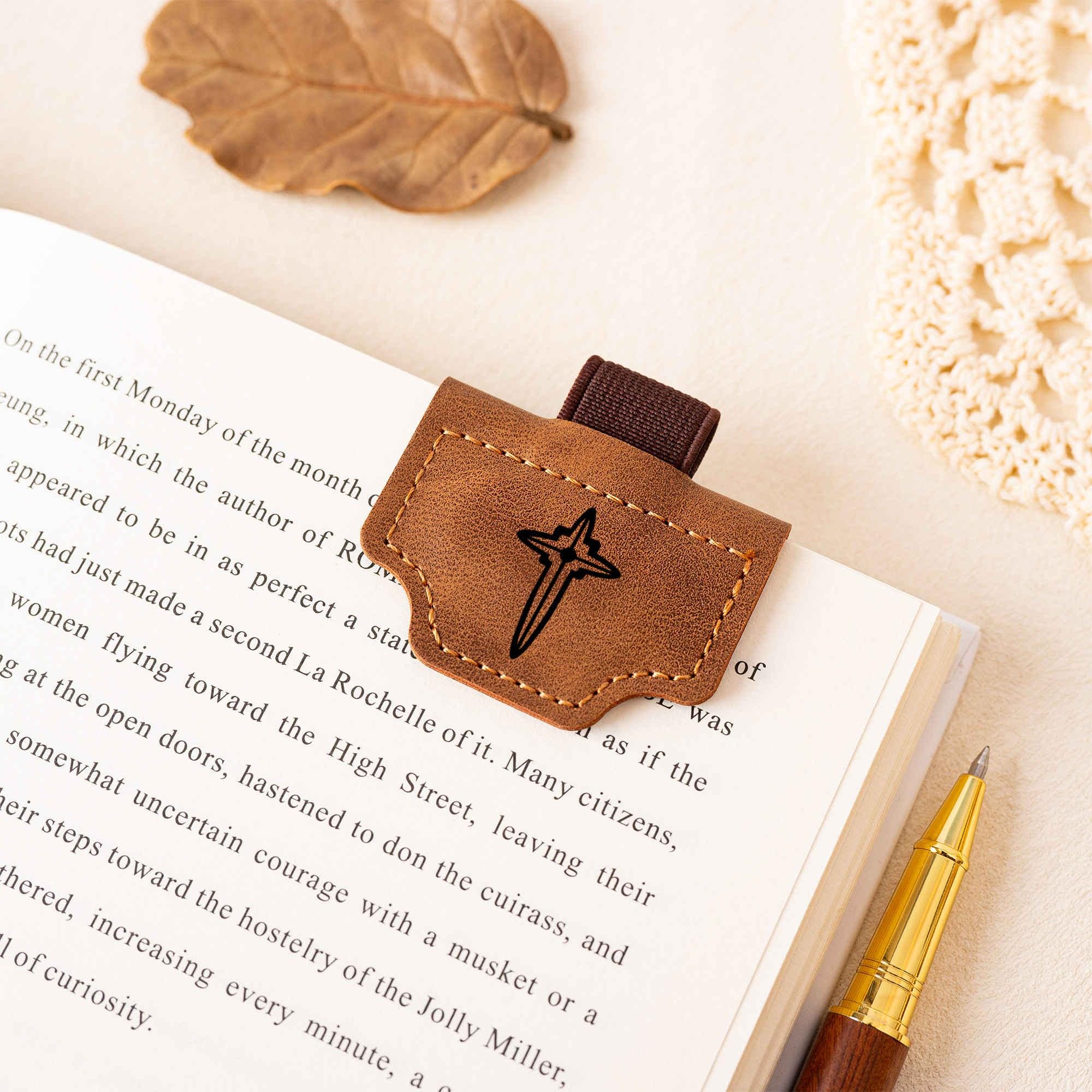Church Magnetic Bookmark, Leather Bookmark With Pen Holder, Baptism ...