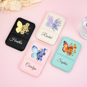Folding Pocket Mirror Bridesmaid Gift, Floral Butterfly Compact Mirror, Birth Flower Travel Makeup Mirror, Hen Party Favors, Birthday Gifts