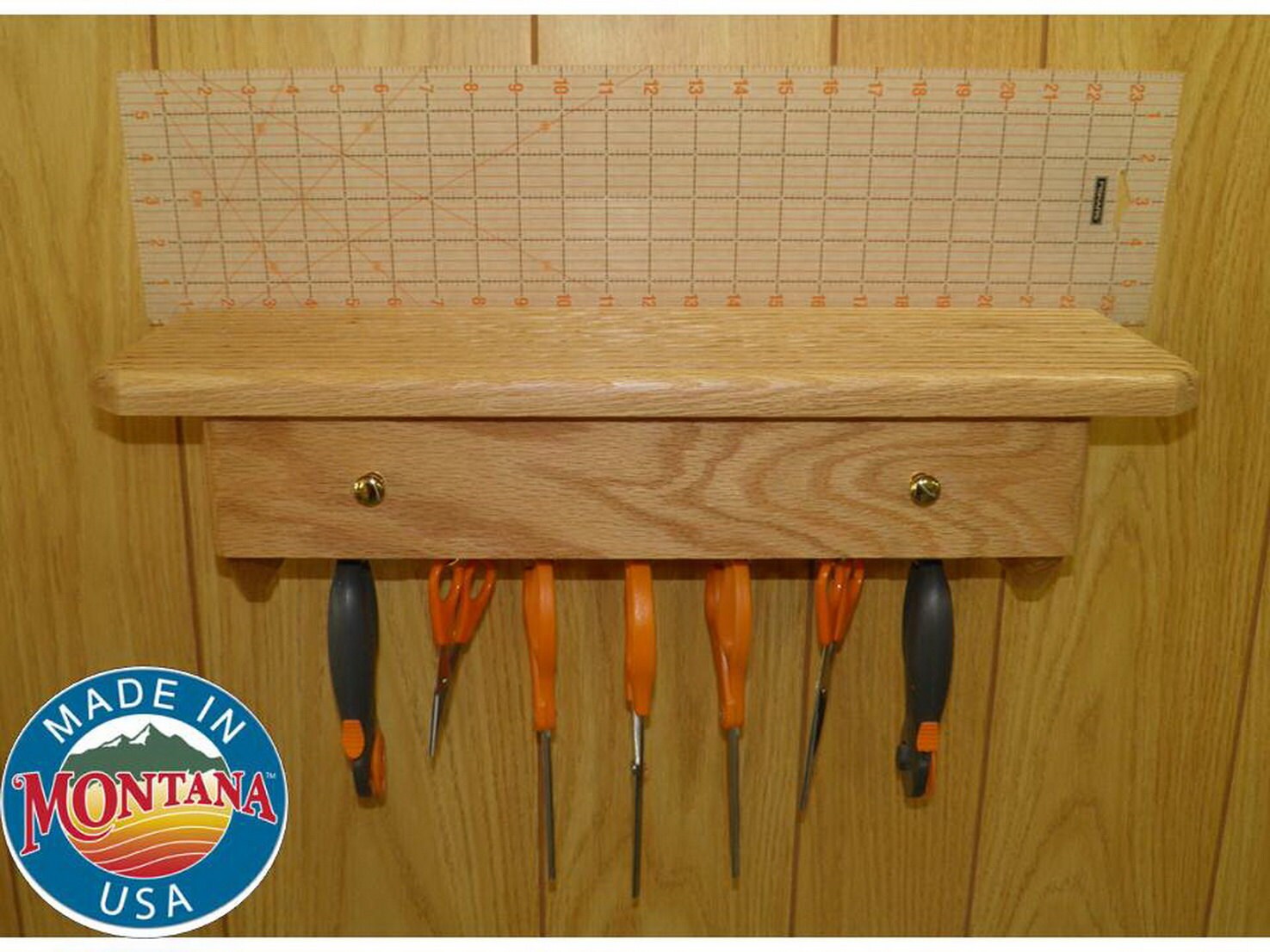 Quilting Ruler Holder Wall Mounted 14 Slots Solid Red Oak Etsy