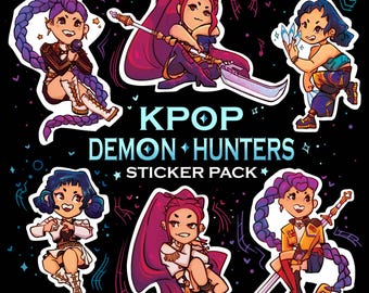 Adesivos Chibi inspirados em Caçadores de Demônios do KPOP [kpdh com Rumi, Mira, Zoe]