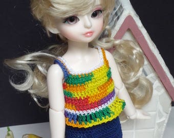 Crochet Clothes 1/6 26.5cm BJD Little 10 inch Dollfie Yoyo DollLove Top Shorts Dresses Short Sleeves