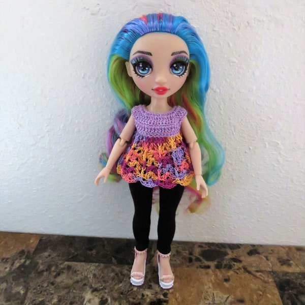 Crochet 1 piece for 10 11 inch Rainbow High Teenage Doll Top Empire Scallop bottom edge