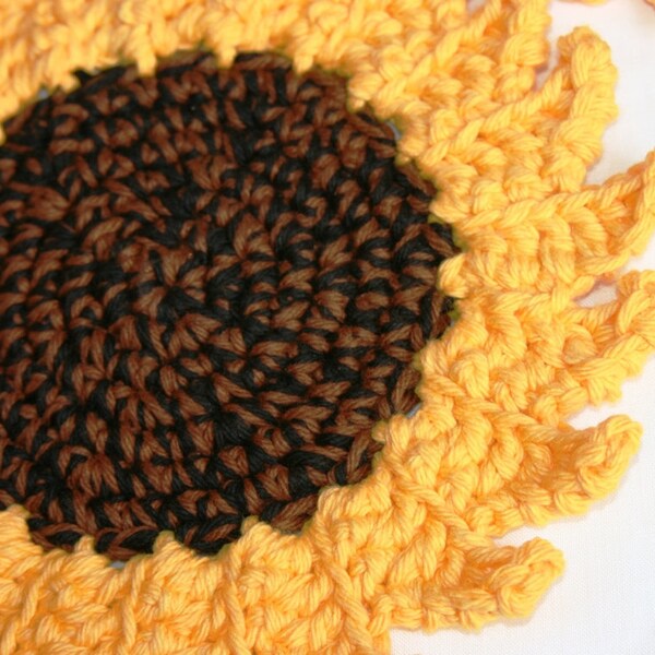 Crocheted Sunflower hotpad doily placemat potholder