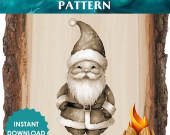 Patrón de pirograbado de Papá Noel - Arte navideño caprichoso para quemar madera (Descarga digital)