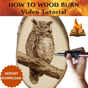 Realistic Owl Wood Burning Tutorial – Step-by-Step Pyrography Video Lesson, Learn to Burn Feathers and Shading, Wildlife Art Class