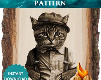 Vintage Katzen - Pyrographie-Muster - elegantes Kätzchen-Design (Printable Art Vorlage)