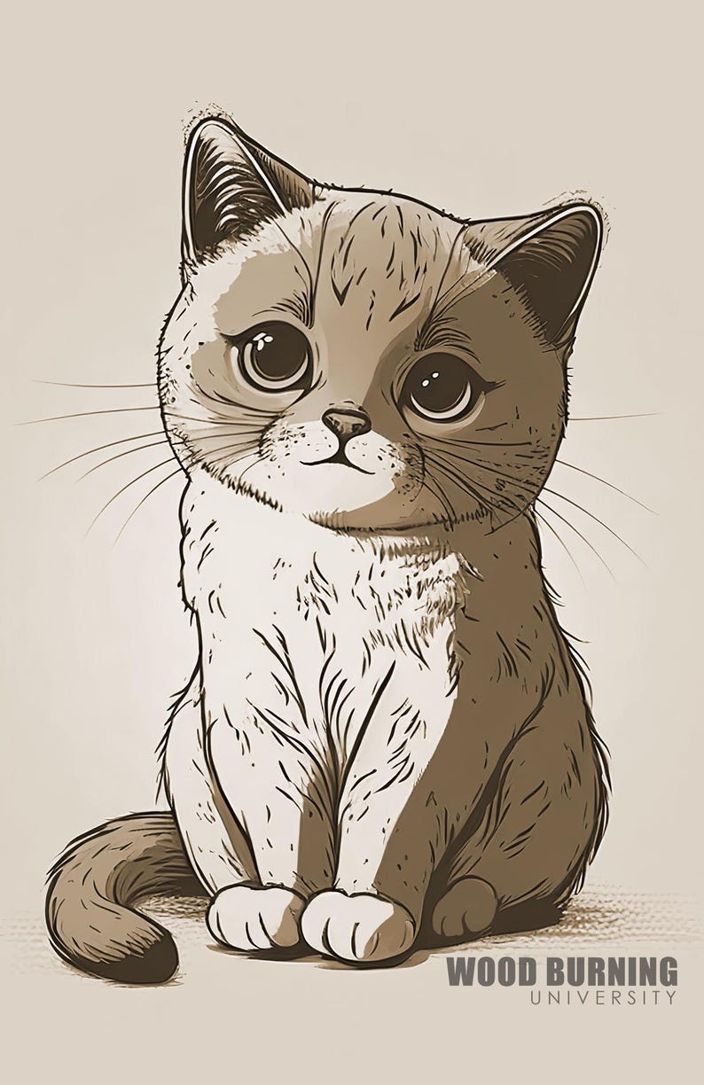 Cat Wood Burning Pattern – Printable Pyrography Design, DIY Kitten ...