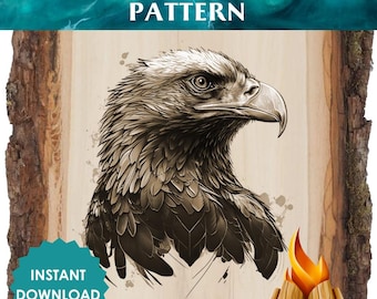 Majestic Hawk Pyrography Pattern – Advanced Wood Burning Art (Digital Download)