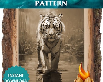 Tiger Pyrographie-Muster - Realistische Wildtier Kunst Vorlage (druckbares Muster)